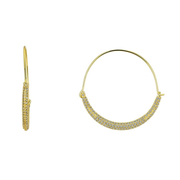 Believe by Brilliance Women's 14Kt Gold Flash Plated Cubic Zirconia Hoop Earrings