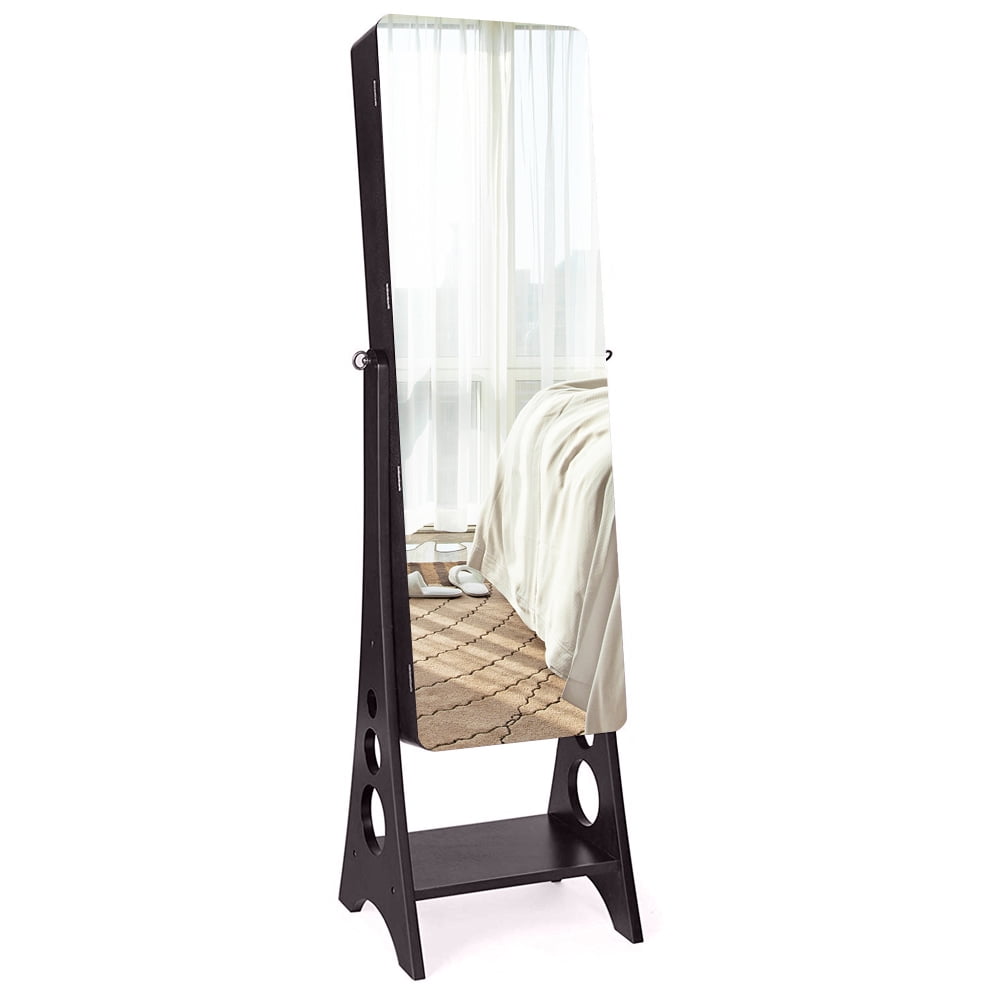 Kepooman 3-Layer Jewelry Armoire, Wooden Floor Standing Jewelry Cabinet, Jewelry Organizer with Mirror for Earrings Bracelets Rings Necklace, Dark Brown Kepooman 3-Layer Jewelry Armoire, Wooden Floor Standing Jewelry Cabinet, Jewelry Organizer with Mirror for Earrings Bracelets Rings Necklace, Dark Brown