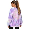 thumbnail image 6 of SCRAWLGOD Tie-Dye Pink Violet Womens Sweatshirts Polyester Crewneck Tops Long Sleeve Loose Fit Lightweight Fall Drop Shoulder Casual Pullover with Pockets, S, 6 of 7