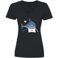 thumbnail image 3 of Inktastic Shark Dinner Women's V-Neck T-Shirt, 3 of 5