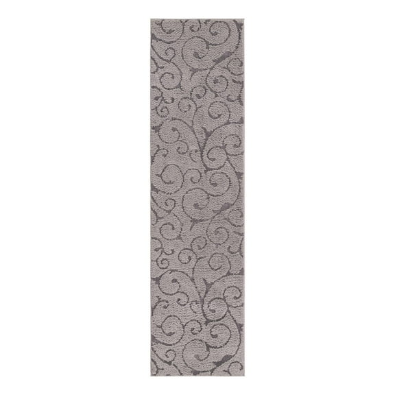 Unique Loom Floral Shag Collection Area Rug - Carved (2' 7" x 10' Runner Light Gray and Gray)