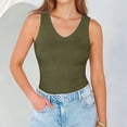 thumbnail image 5 of TAGOLD Womens Round-Neck Tank Top Solid Color Rib Knit Sleeveless V Neck Casual Tank Top, 5 of 5