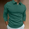 thumbnail image 1 of Shirts For Men Casual Solid Color Turndown Long Sleeve Tops Pullover Zipper High Elastic Blouse, 1 of 4