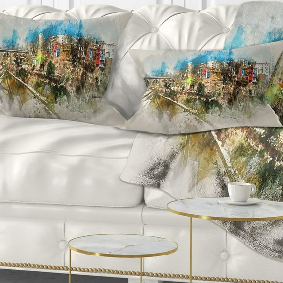 Designart 12" x 20" Red Polyester Throw Pillow