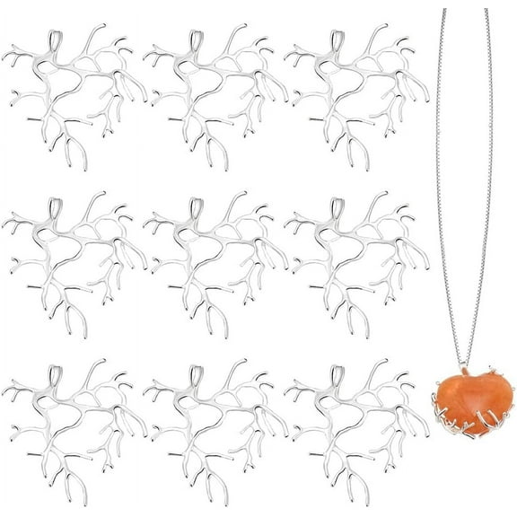 10 Pcs Branch Shape Blanks Prong Setting Handmade Claw Pendant Tray Bezel Pendant Tray Metal for DIY Crafts Necklace Jewelry Making