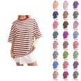 thumbnail image 1 of T-shirt Rayé pour Femmes 2026 Été Tendance Manches Courtes Col Rond Confortable Léger, 1 of 4