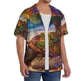 thumbnail image 2 of Sikiie Colorful Maple Leaf Beach Turtle Men's Wrinkle Free Untucked Cuban Shirt Business Casual Button Down Shirts Short Sleeve ShirtXX-Large, 2 of 5