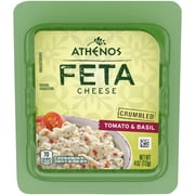 Athenos Tomato & Basil Crumbled Feta Cheese, Fresh & Resealable 4 oz Tub