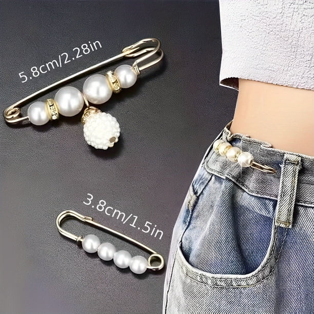 2pcs/Set Pearl & Rhinestone Brooch Pins - Perfect DIY Accessories for Sweaters & Shawls!