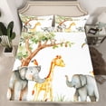 thumbnail image 2 of Castle Fairy Cartoon Elephants Giraffe Twin Sheet Sets,Cute Wildlife Bedding, 2 of 7