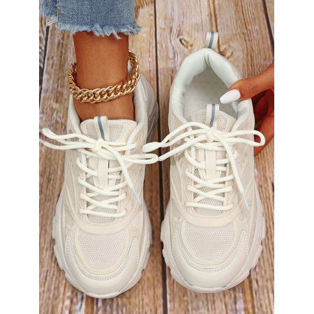 

Mesh Panel Lace-up Front Chunky Sneakers Women‘s Footwear