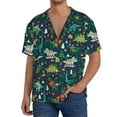 thumbnail image 2 of Kuqiui Christmas Dinosaur colorful Print Men's Button Down Shirts Short Sleeve Casual Shirts Hawaiian Shirts Vacation Wedding Shirts with Pocket-Small, 2 of 5