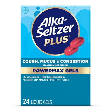 Alka-Seltzer Plus Powermax Cough, Mucus & Congestion Medicine, Liquid Gels, 24 Count