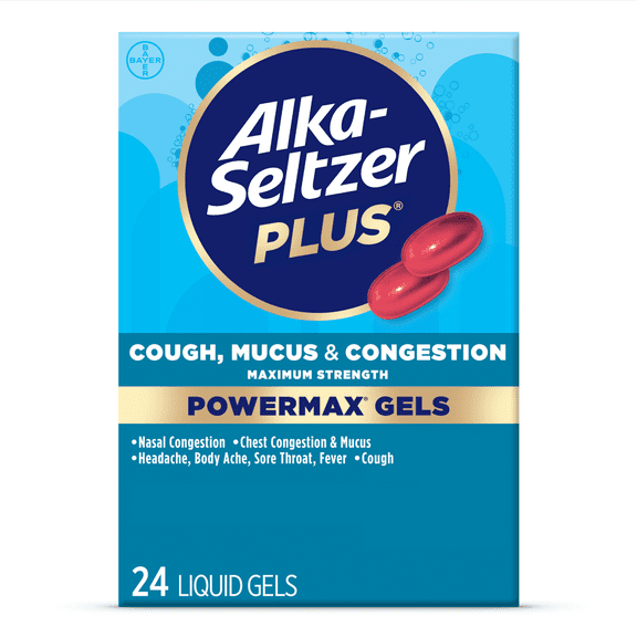 Alka-Seltzer Plus Powermax Cough, Mucus & Congestion Medicine, Liquid Gels, 24 Count