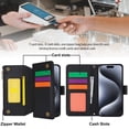 thumbnail image 2 of ChicShell Wallet Case for iPhone 14 Pro, Large Capacity Wrist Strap Card Holder Stand Zipper Pocket Case with Shoulder Strap, [RFID Blocking] PU Leather Shockproof Case Cover - Black, 2 of 10