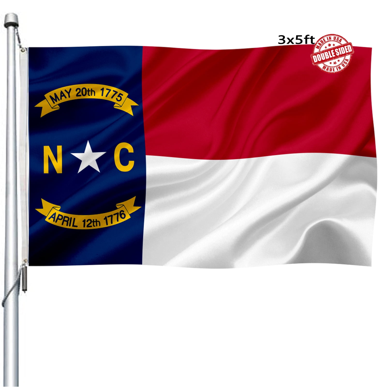 North Carolina State Flag Double Sided 3x5 Outdoor- Heavy Duty United States North Carolina NC ...