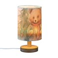 thumbnail image 2 of Bear Christmas Trees Scarf Table Lamp USB Bedside Desk Nightstand Lamp Printed Gifts Small Lamp Wood Base for Bedroom Living Room Kids Room College Dorm, 2 of 7