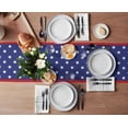 thumbnail image 3 of Table Runner Dresser Scarves 72 Inch Long, 4th of July American Patriotic Star on Blue Linen Dining Table Runners Independence Freedom Red Frame Tabletop Scarf for Wedding Holiday Party Kitchen, 3 of 9