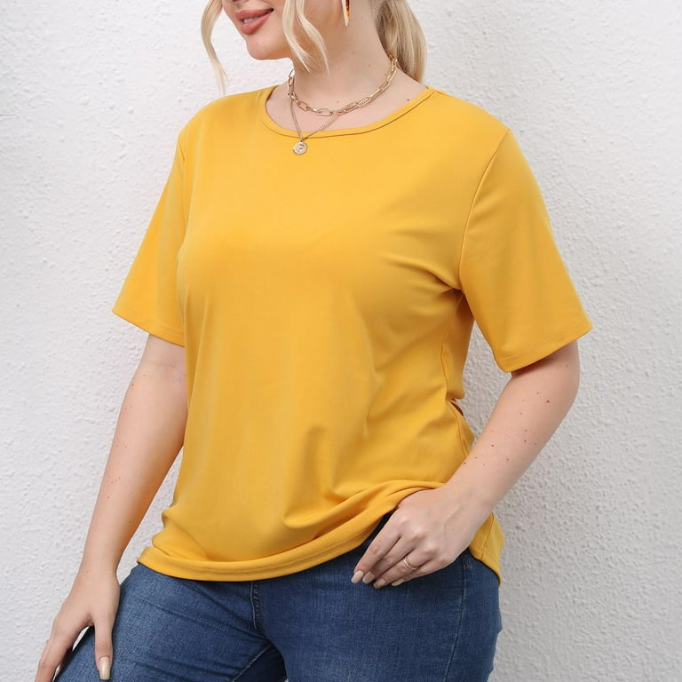 SELONE Plus Size Tops for Women Work Short Sleeve Tops Blouses