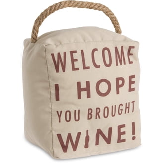Open Door Décor Welcome To Our Loud Crazy Fun House Navy Blue & Silver Door Stopper With Jute Handle - 2 Lbs