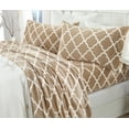 thumbnail image 3 of Great Bay Home Printed Velvet Plush Warm and Cozy Fleece Sheet Set  (Twin, Lattice - Beige / White), 3 of 7
