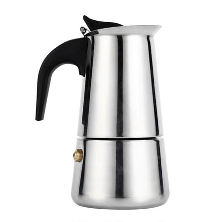 WALFRONT Percolator Moka Pot,Stainless Steel,Stainless Steel Percolator Moka Pot Espresso Coffee Maker Stove Home Office