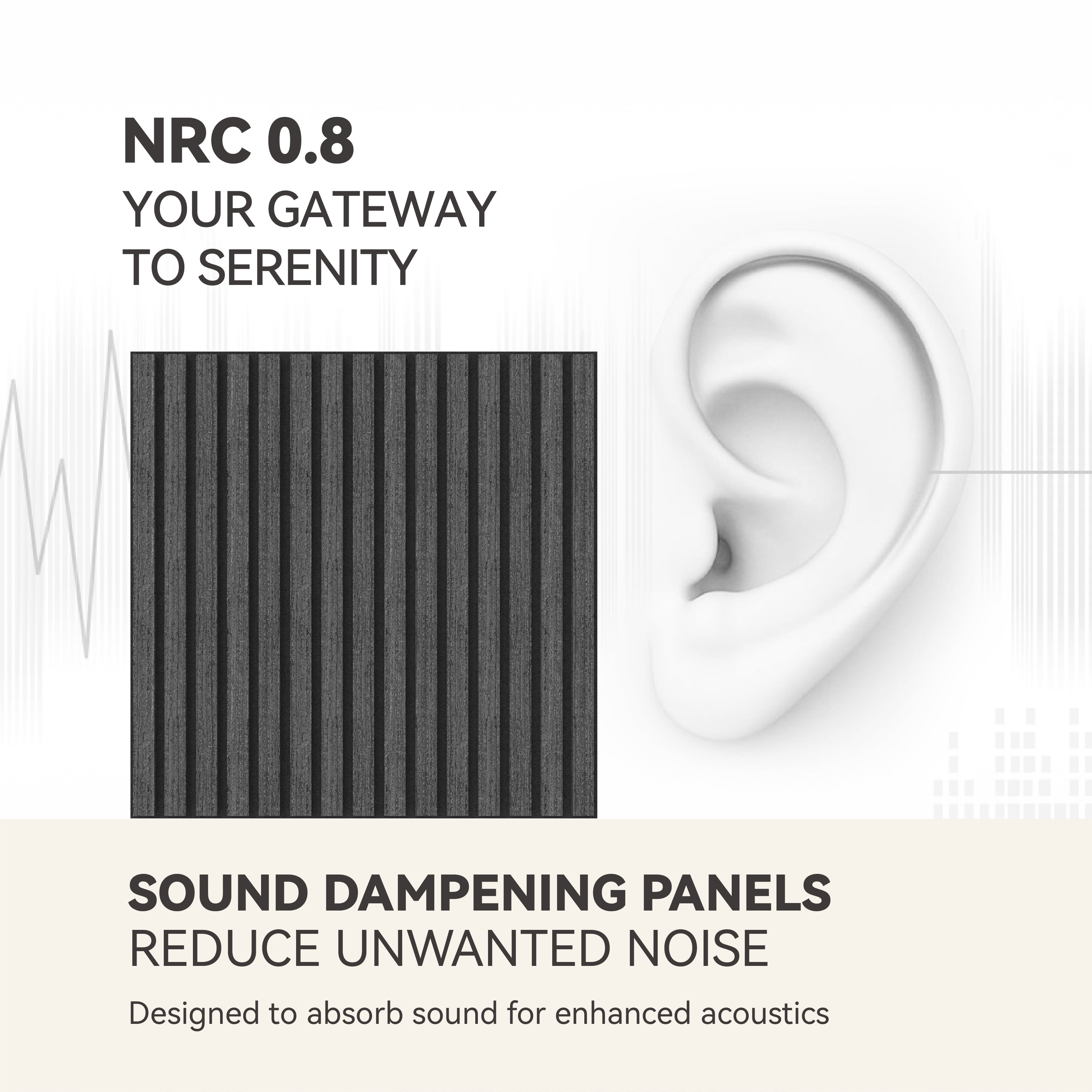 Upick MDF Acoustic Wall Panels Sound Absorbing, 4 Pack 24 x 24 inch Sound Proof Foam Wall Panels & Wood Slat Wall Panels for Interior Wall Decor (Matte Black)