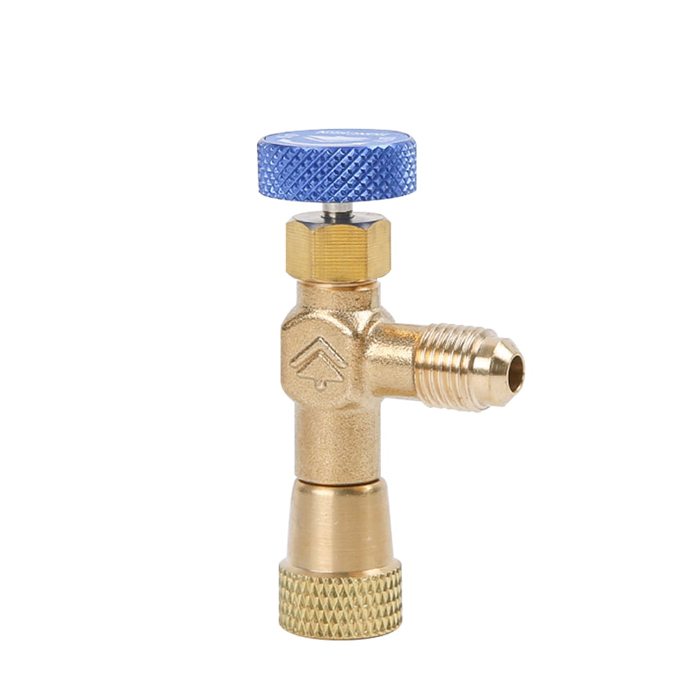 1/4" Female Charging Hose Flow Control Valve For R22 R404A R407C ^ 1/4" Male 