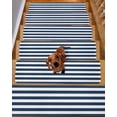 thumbnail image 2 of Navy Blue White Stripes Simple Stair Treads Non Slip for Steps Geometric 10 Pcs Reusable Adhesive Stair Runner Mats for Dogs Elders Carpet Treads Rugs for Staircase 8x30 In, 2 of 7