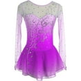 thumbnail image 2 of LIUHUO Custom High Elasticity Spandex Ice Skating Dresses for Women Girls Gradient Colors Black Purple Blue Pink Long Sleeves Diamond Embellishments, 2 of 6