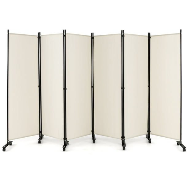 Costway Biombo de 6 Paneles Separador de Ambientes Plegable con Ruedas Bloqueables Divisor para Salón y Dormitorio 334,5 x 30 x 172 cm