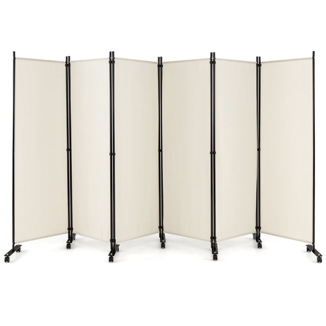 Costway Biombo de 6 Paneles Separador de Ambientes Plegable con Ruedas Bloqueables Divisor para Salón y Dormitorio 334,5 x 30 x 172 cm