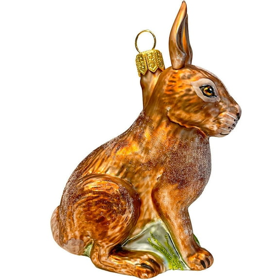Brown Sitting Rabbit Polish Glass Christmas Tree Ornament Animal Wildlife Poland