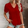 thumbnail image 2 of Ediodpoh Summer Vest Loose Pleated Square Neck Short Sleeve Top Curved Hem Loose Large Size Women's Top T Shirts for Women Red L, 2 of 5