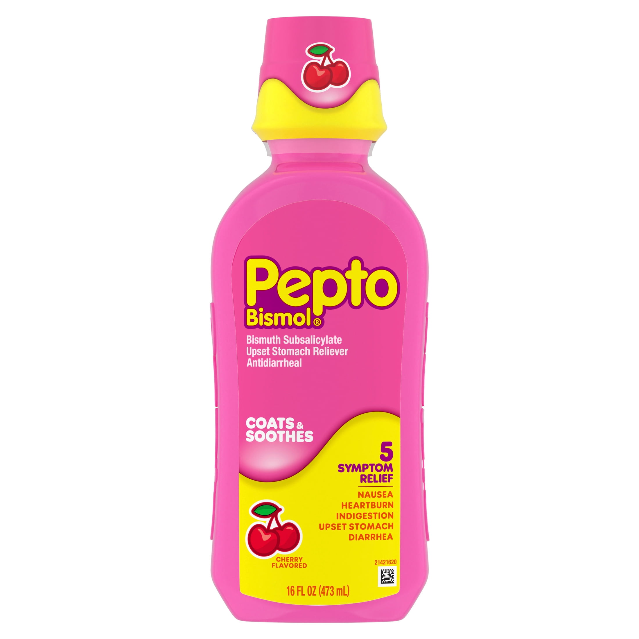 Pepto Bismol Liquid, Upset Stomach Relief, Stomach Relief, Anti-Diarrhea, Cherry, 16 Fl oz