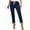 Dark Blue, variant on Women's Pull On Cropped Ankle Jeans, Elastic Waist Skinny Fit Stretch Denim Capri Pants, Solid Color 7/8 Length Slim Leg Trousers for Casual Wear Dark Blue L