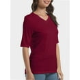 thumbnail image 3 of Women's V-Neck Short Sleeve T-Shirt - Soft Casual Basic Tee, Solid Colors, S-XXL, 3 of 4