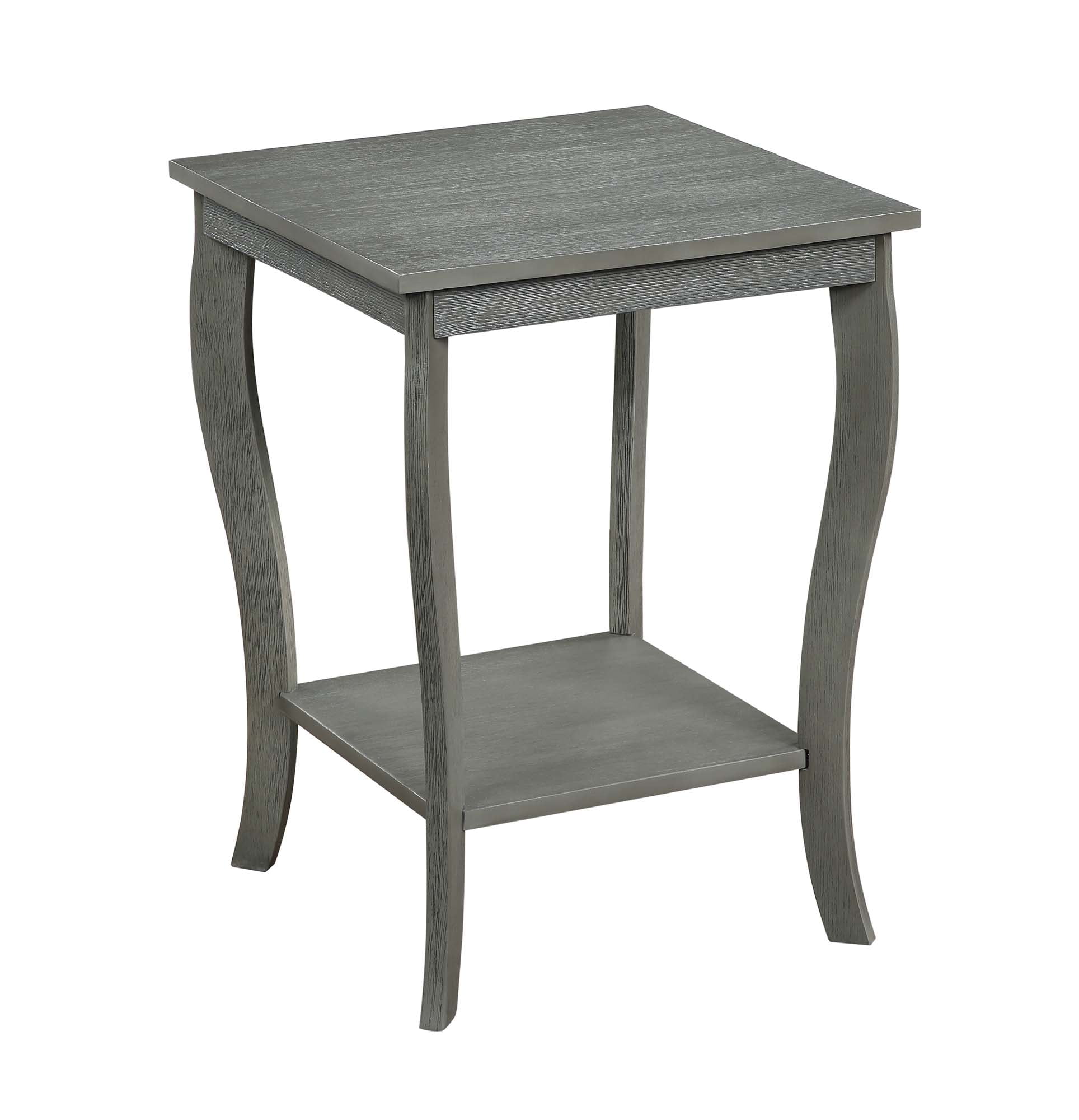 Convenience Concepts American Heritage Square End Table with Shelf,  Wirebrush Dark Gray