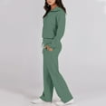 thumbnail image 3 of Mohiass Women 2 Piece Outfits 2025 Fall Fashion Airport Wide Leg Pants Lounge Set Leisure Travel Vacation Clothes Sweatsuits Mint Green XL, 3 of 6