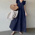 thumbnail image 2 of Chouyatou Womens Long Denim Dress Casual Loose Fit Ruffle Sleeveless V-Neck Jean Maxi Dresses, 2 of 3