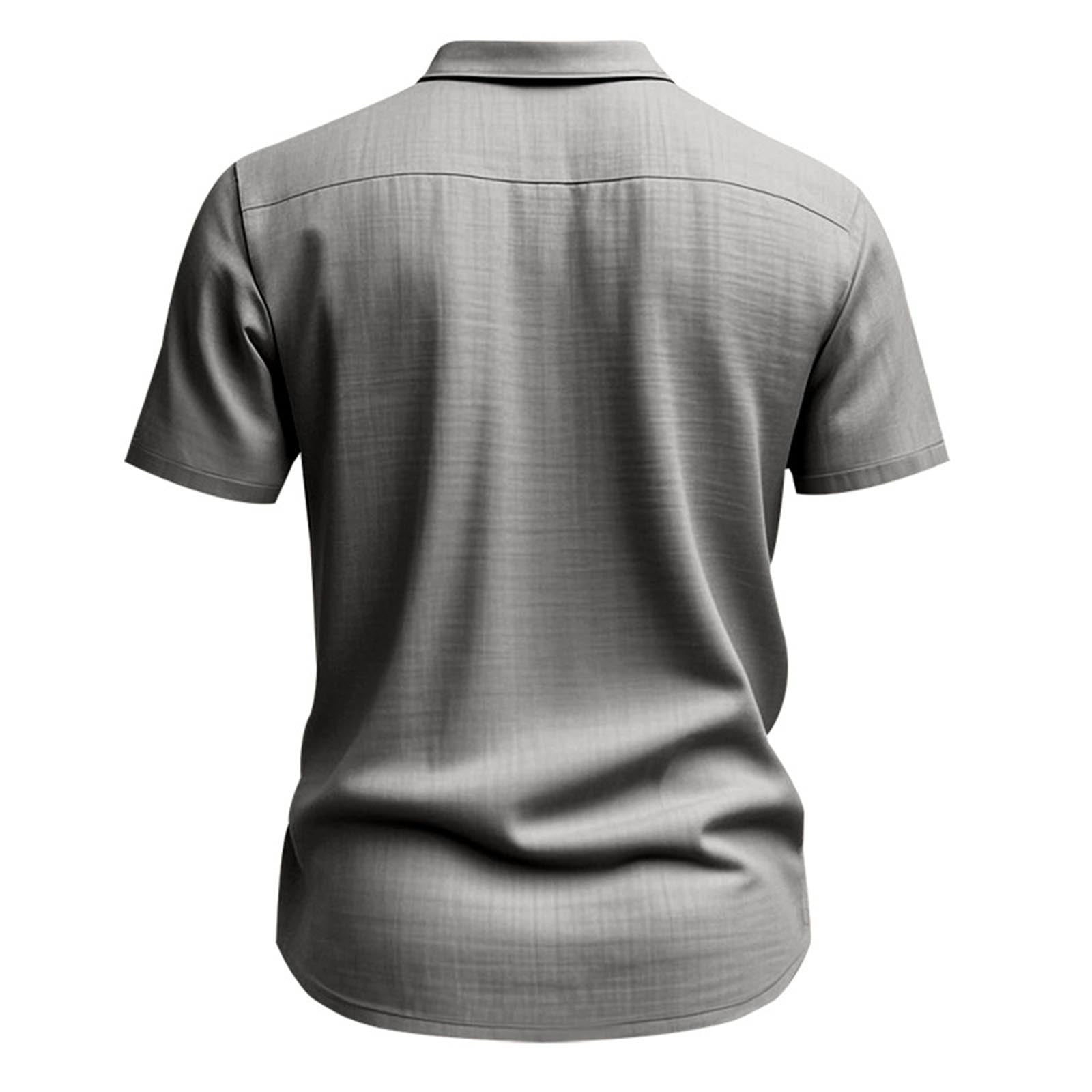 ZCFZJW Men's Cotton Linen Short Sleeve Shirts Lightweight Casual
