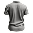 thumbnail image 3 of YLSDY Linen Shirt Men Pocket Button Down Short Sleeve Lapel Casual Tshirts Work Summer Breathable Sports Hiking Beach Tees Dark Gray XL, 3 of 9