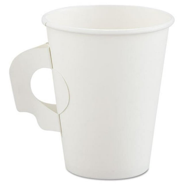Solo Cup 378HW Polycoated Hot Paper Cups With Handles, 8 oz. White