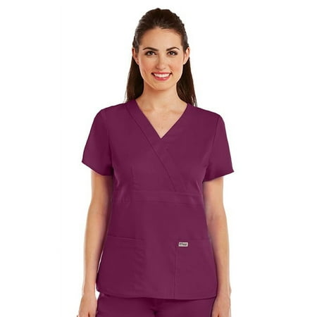 Grey's Anatomy Women's Junior Fit Mock Wrap Nurse Scrub Top - 4153