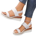 thumbnail image 2 of Domuza Womens Platform Espadrilles Wedge Sandals Comfortable Platform Open Toe Sandals with Ankle Strap | Casual Summer Dress Women Shoes for Beach, Travel, Walking, Daily Wear White 6.5（EU-37）, 2 of 4