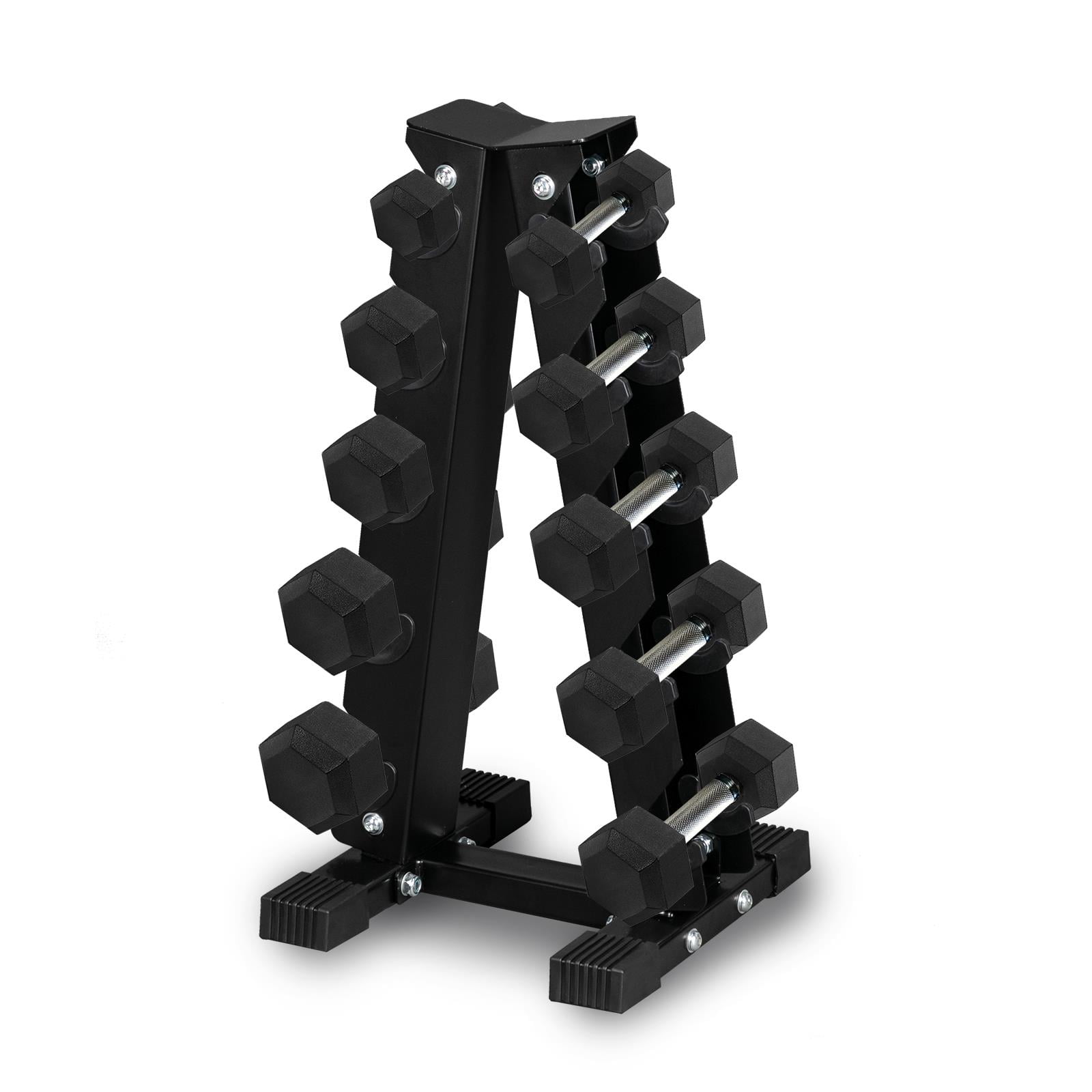 Heavy Duty Gym Dumbbell Rack Stand Holder For Hex Rubber Dumbbells 5 Pairs 
