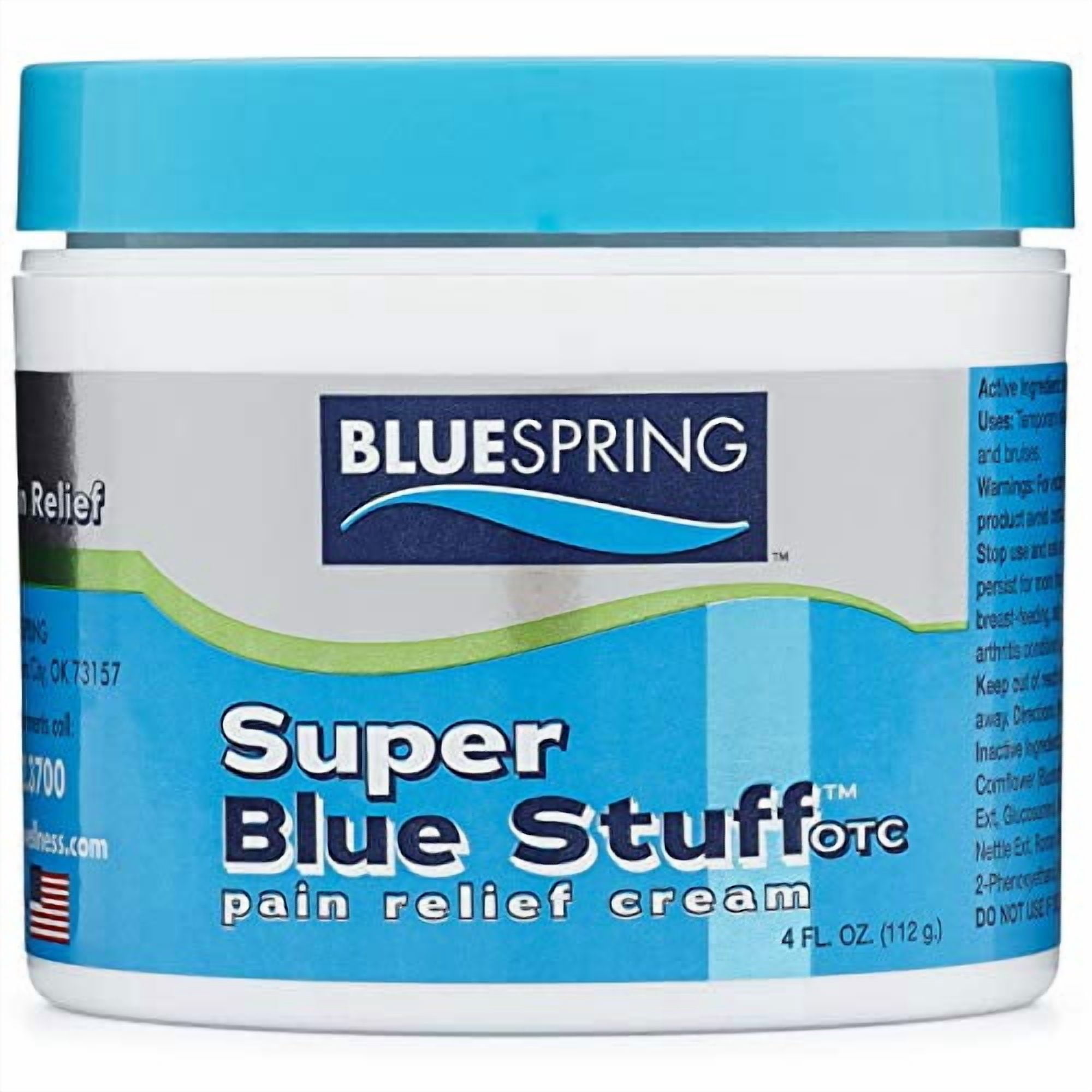Blue Spring Super Blue Stuff: Natural Pain Relief Cream with Emu Oil - Anti Inflammatory Analgesic Cream for Back, Neck, Knee, Joint, Muscle and Arthritis Pain Relief - 4 Fl Oz Jar, 1 Pack