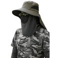 thumbnail image 3 of Sun Hats, Breathable Wide Brim Fishing Hat, UPF 50+ UV Protection Bucket Hat with Neck Flap and Removable Face Cover for Fishing Hiking Men Women, Army Green, 3 of 9