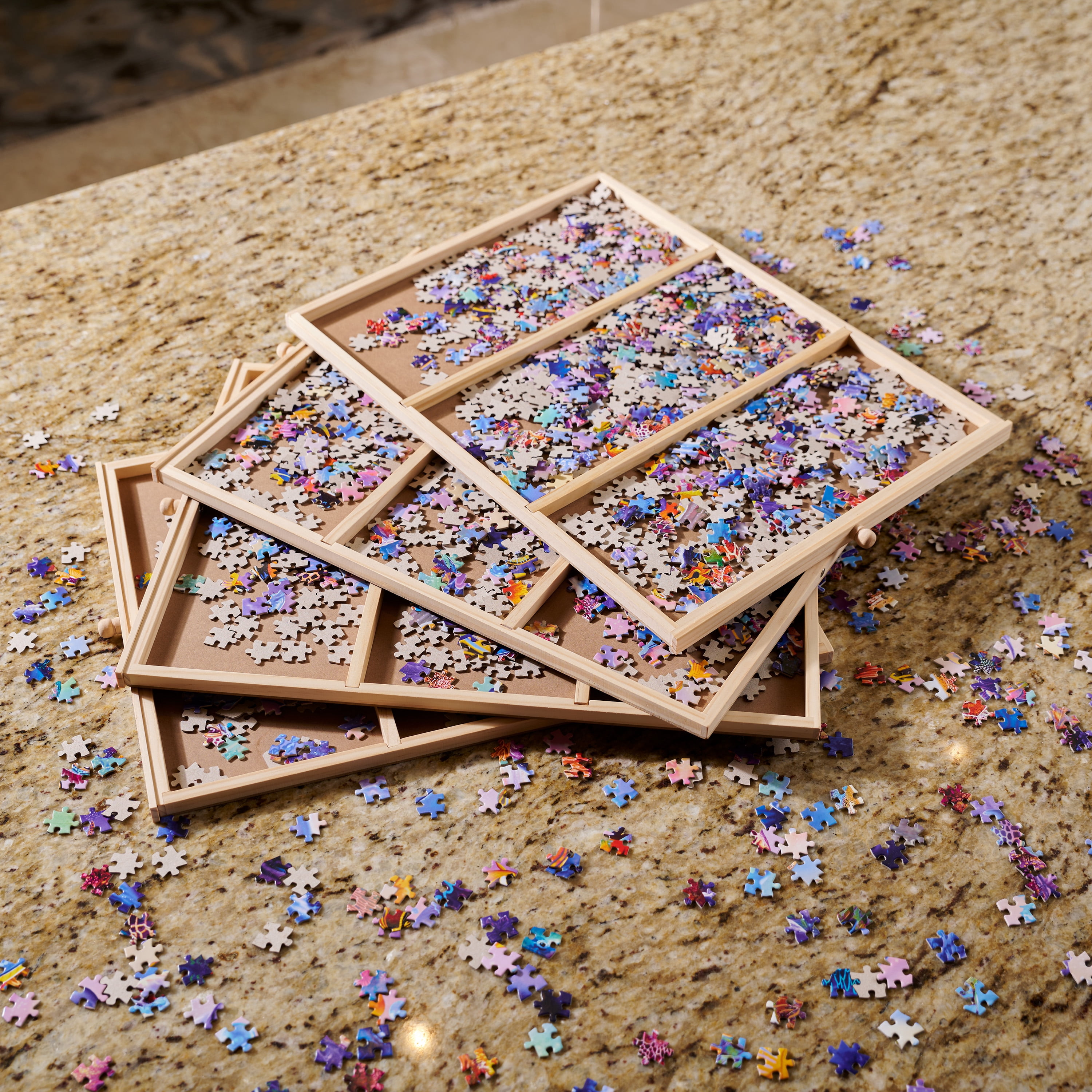 Buffalo Games - Wood Puzzle Table - Jumbo Size Fits Up to 2000pc Jigsaw Puzzles