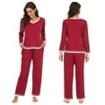 thumbnail image 5 of Pajamas Women's Long Sleeve Pajama Set 2 Piece Round Neck Pajamas Tops with Long Sleep Pants Pjs Loungewear Sleepwear Nighwear, 5 of 8